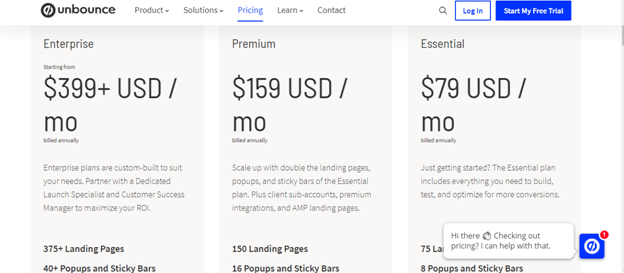 Unbounce Pricing and Packages