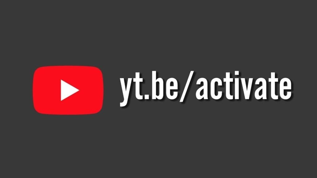 yt.be/activate screen showing YouTube activation code on Smart TV for account login