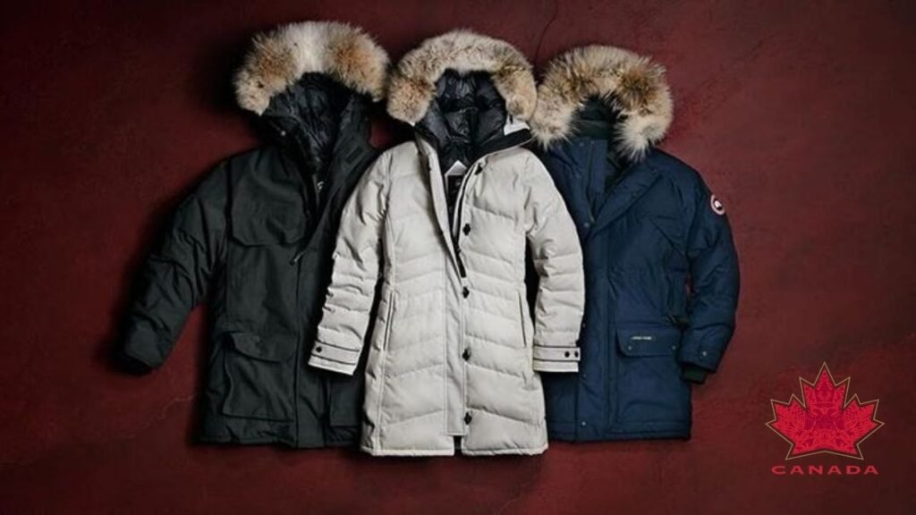 Canada Goose coats for men and women displayed, showcasing stylish and warm Canadiana clothing options.